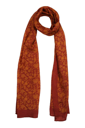 Chokore  Printed  Red & Orange Silk Stole for Women 