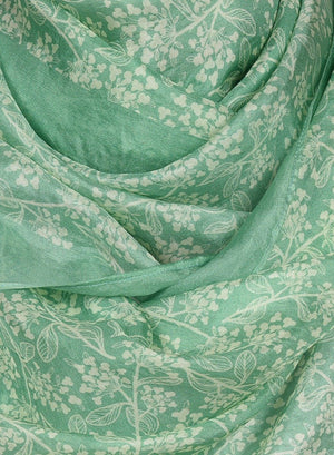 Chokore Printed Light Sea Green & Off White Silk Stole for Women Printed Light Sea Green & Off White Silk Stole for Women 