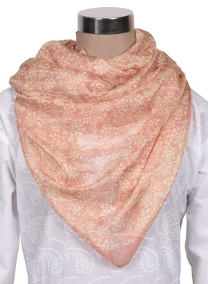 Chokore Printed Pink & Off White Silk Stole for Women Printed Pink & Off White Silk Stole for Women 