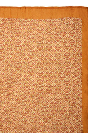 Chokore  Printed Off White & Orange Silk Stole for Women 